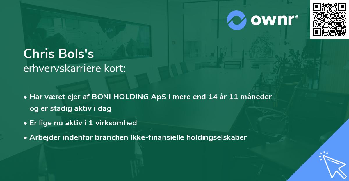 Chris Bols's erhvervskarriere kort
