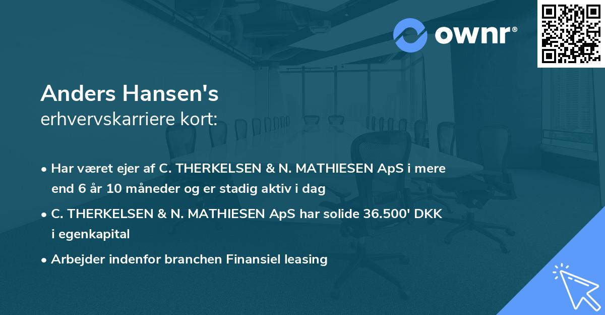Anders Hansen's erhvervskarriere kort