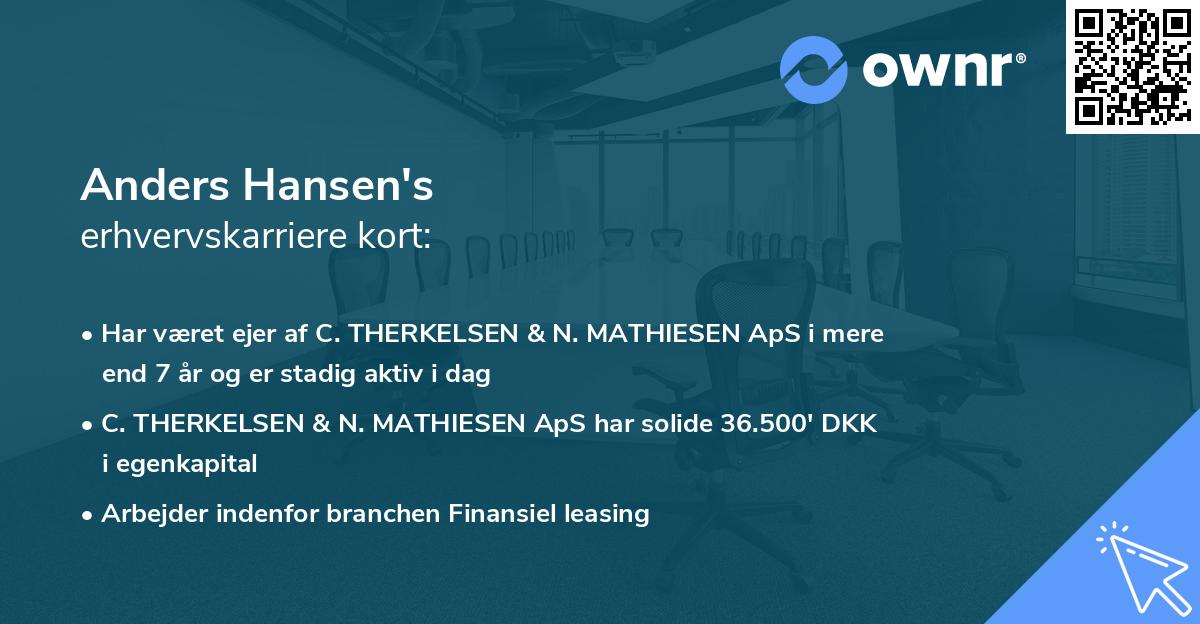 Anders Hansen's erhvervskarriere kort