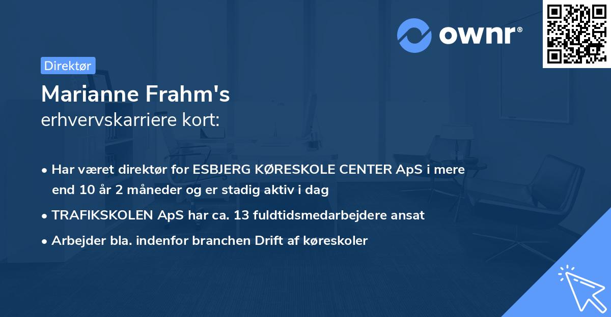 Marianne Frahm's erhvervskarriere kort