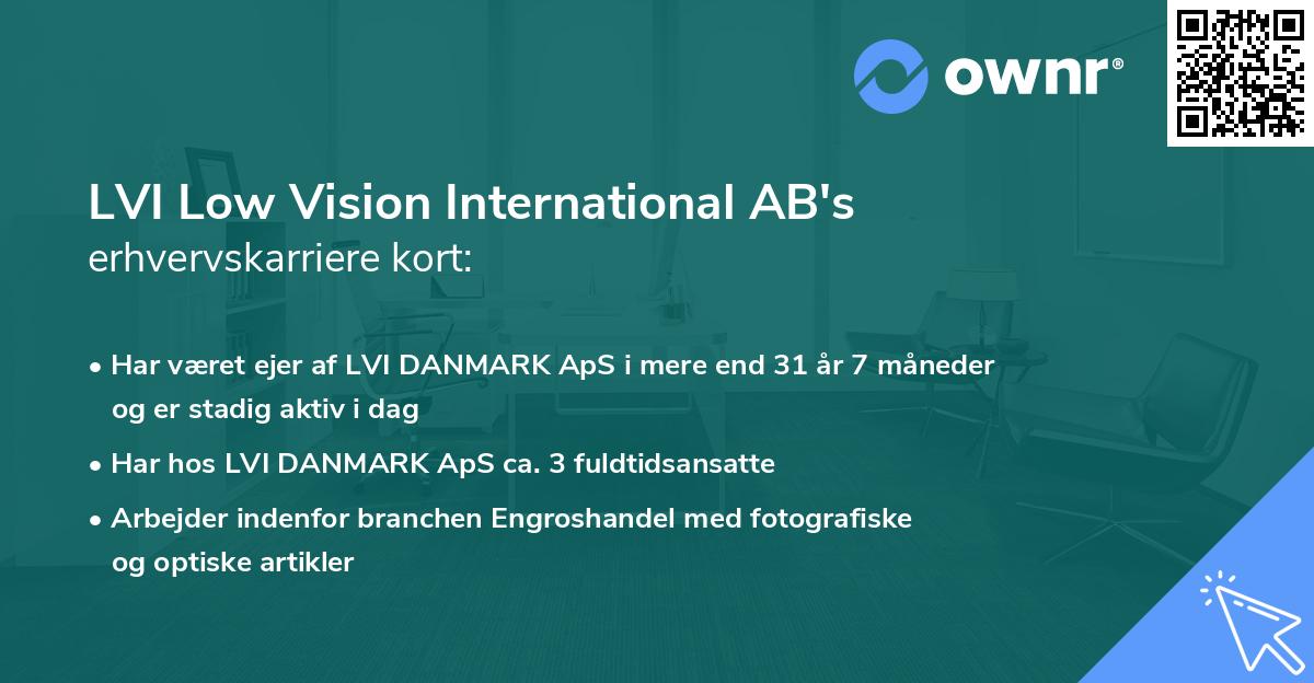 LVI Low Vision International AB's erhvervskarriere kort
