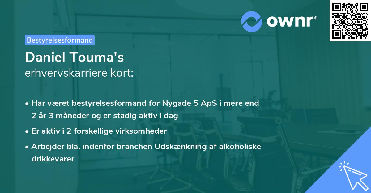 Daniel Touma's erhvervskarriere kort