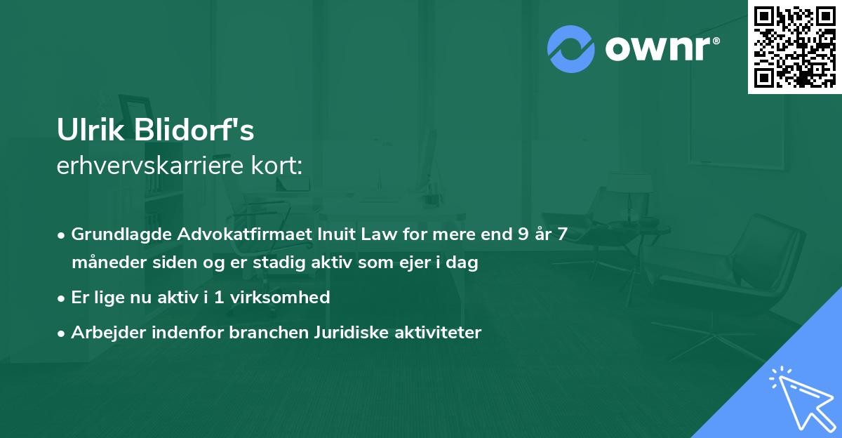 Ulrik Blidorf's erhvervskarriere kort