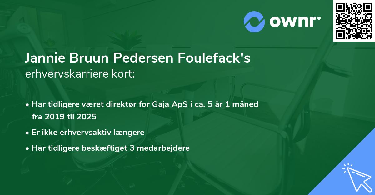 Jannie Bruun Pedersen Foulefack's erhvervskarriere kort