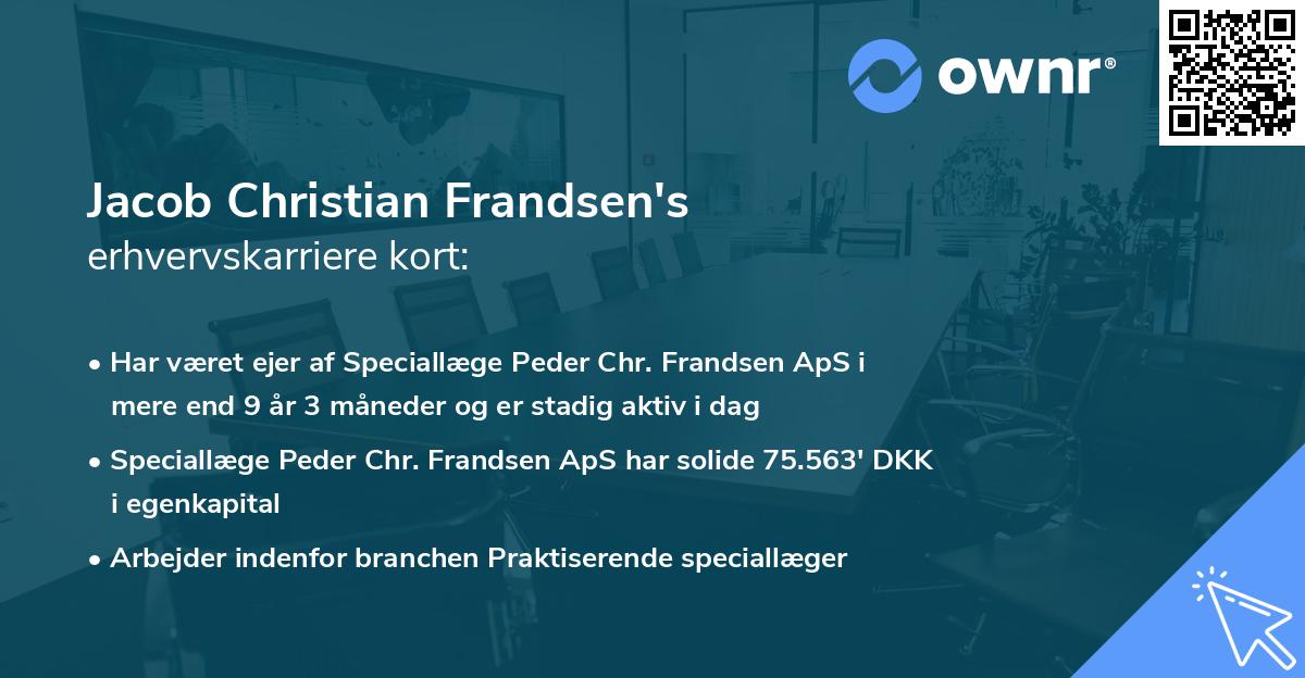 Jacob Christian Frandsen's erhvervskarriere kort