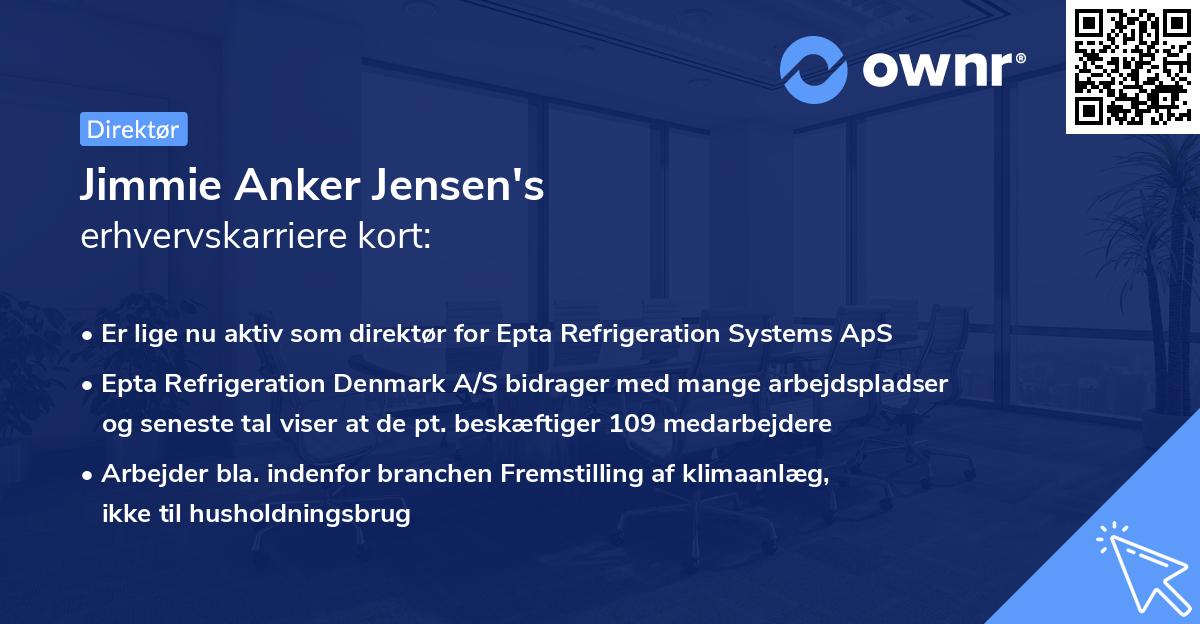 Jimmie Anker Jensen's erhvervskarriere kort