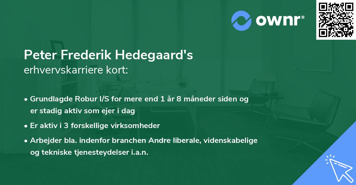 Peter Frederik Hedegaard's erhvervskarriere kort