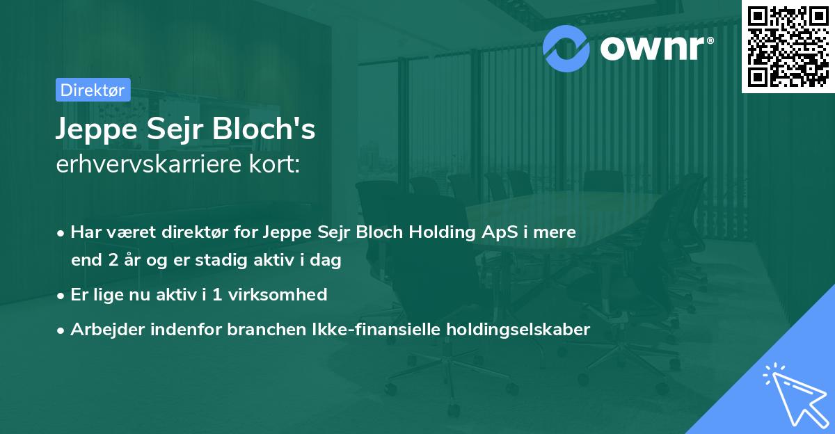 Jeppe Sejr Bloch's erhvervskarriere kort