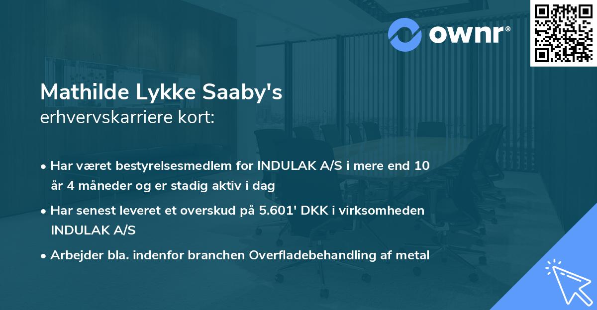 Mathilde Lykke Saaby's erhvervskarriere kort
