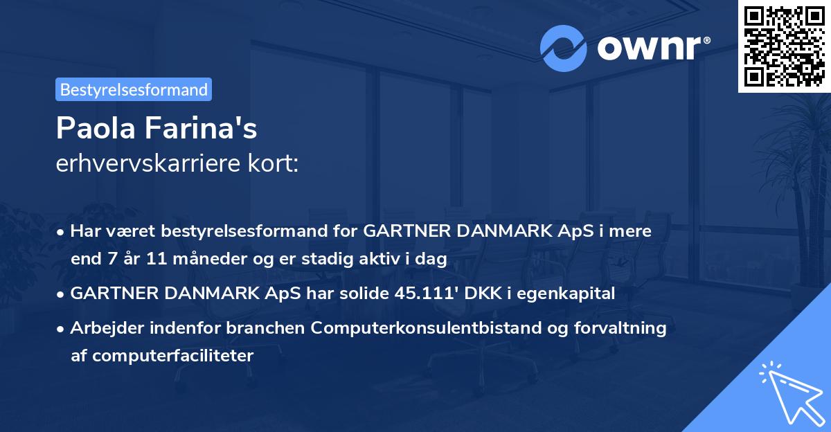 Paola Farina's erhvervskarriere kort