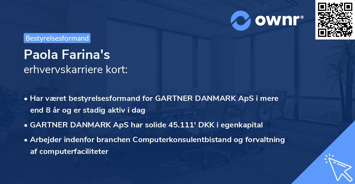 Paola Farina's erhvervskarriere kort