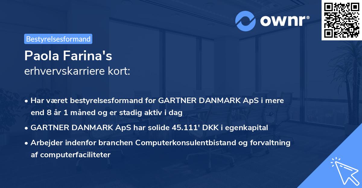 Paola Farina's erhvervskarriere kort