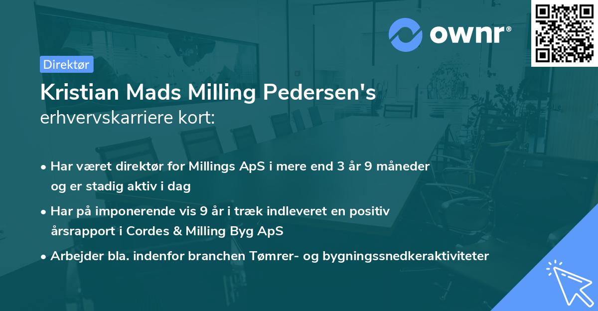 Kristian Mads Milling Pedersen's erhvervskarriere kort