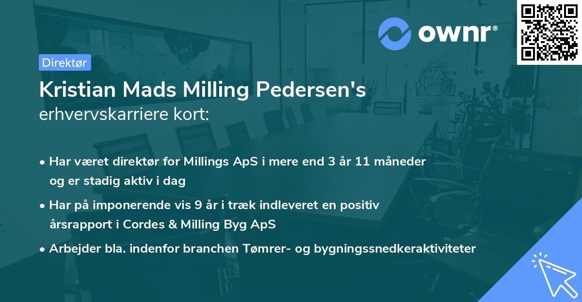 Kristian Mads Milling Pedersen's erhvervskarriere kort