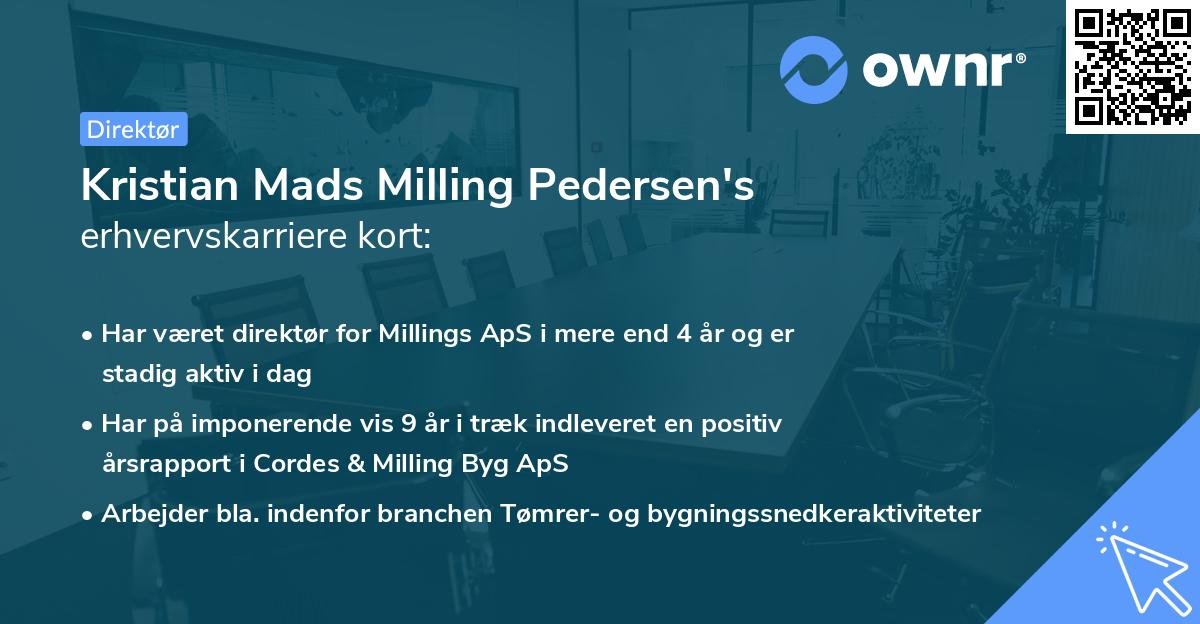 Kristian Mads Milling Pedersen's erhvervskarriere kort