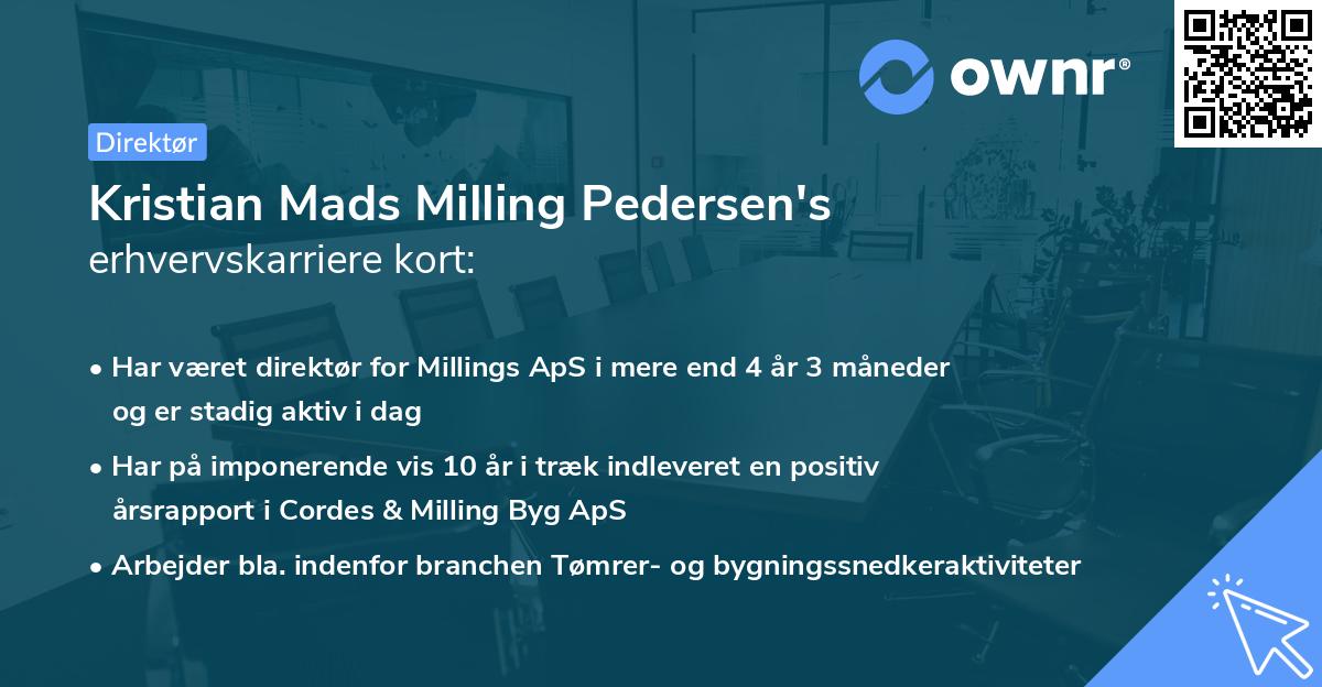 Kristian Mads Milling Pedersen's erhvervskarriere kort