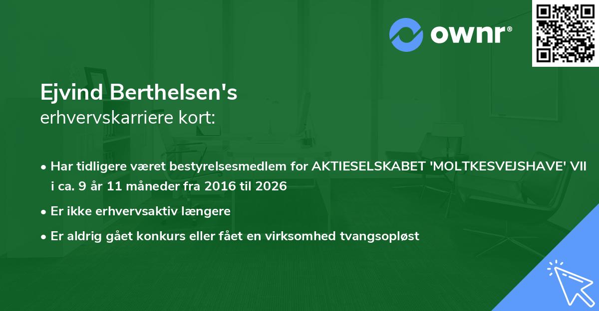 Ejvind Berthelsen's erhvervskarriere kort