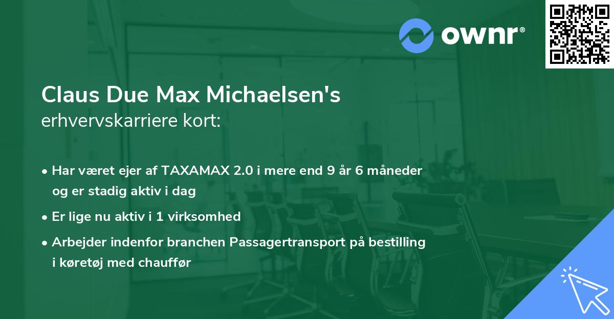 Claus Due Max Michaelsen's erhvervskarriere kort