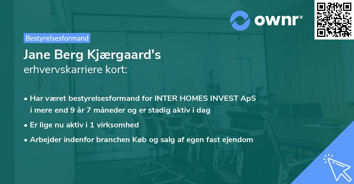 Jane Berg Kjærgaard's erhvervskarriere kort