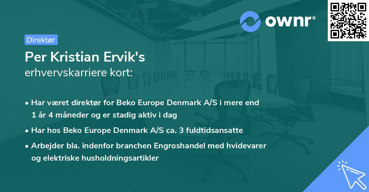 Per Kristian Ervik's erhvervskarriere kort