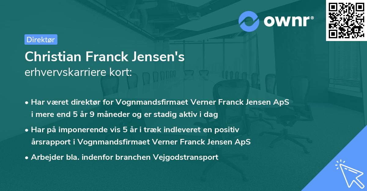 Christian Franck Jensen's erhvervskarriere kort