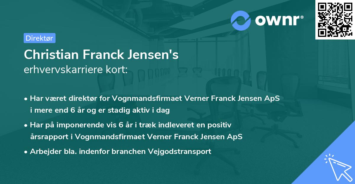 Christian Franck Jensen's erhvervskarriere kort