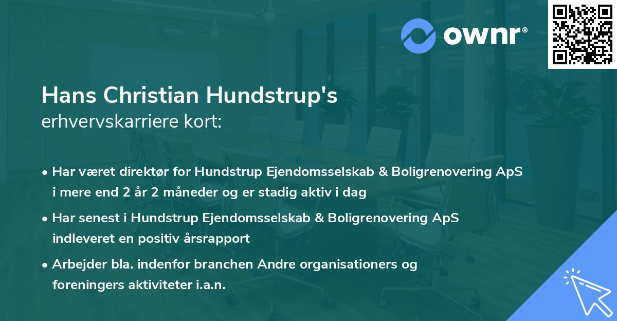 Hans Christian Hundstrup's erhvervskarriere kort