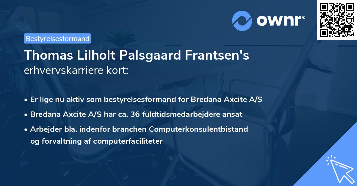 Thomas Lilholt Palsgaard Frantsen's erhvervskarriere kort