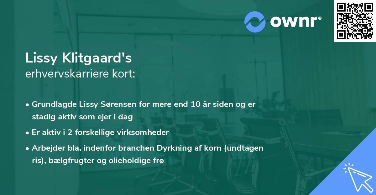 Lissy Klitgaard's erhvervskarriere kort