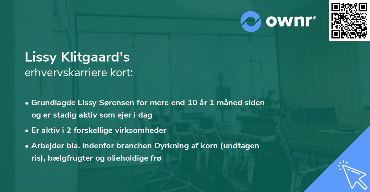 Lissy Klitgaard's erhvervskarriere kort