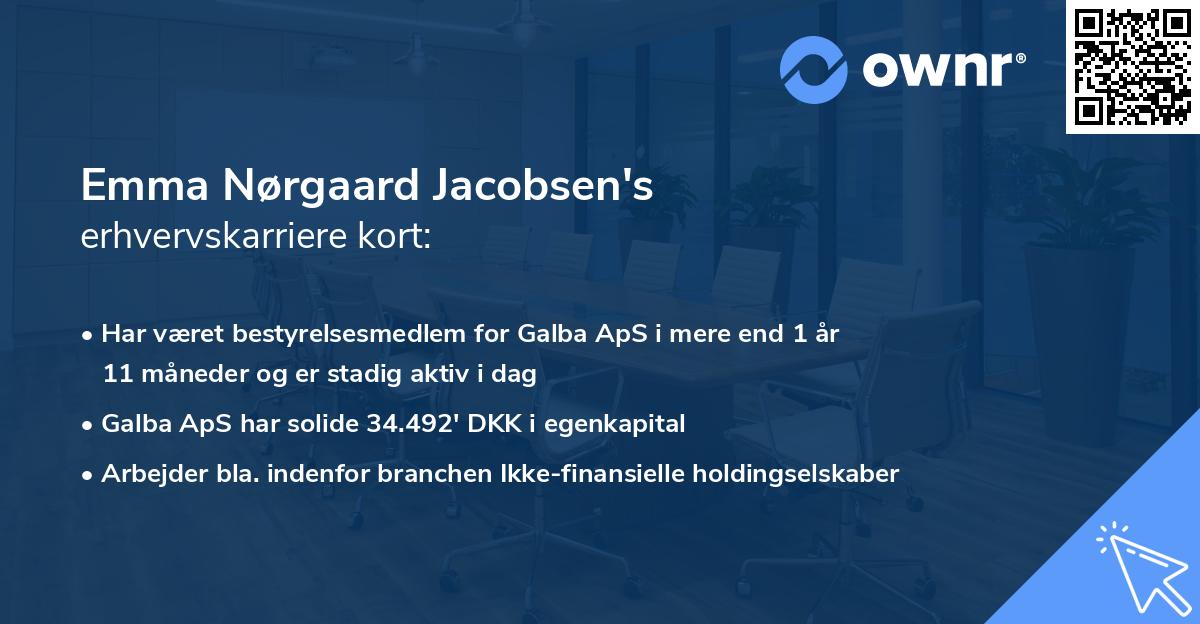Emma Nørgaard Jacobsen's erhvervskarriere kort