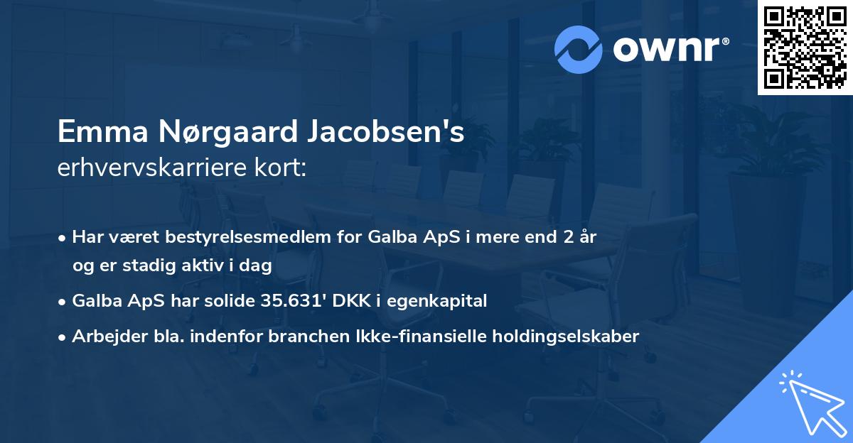 Emma Nørgaard Jacobsen's erhvervskarriere kort