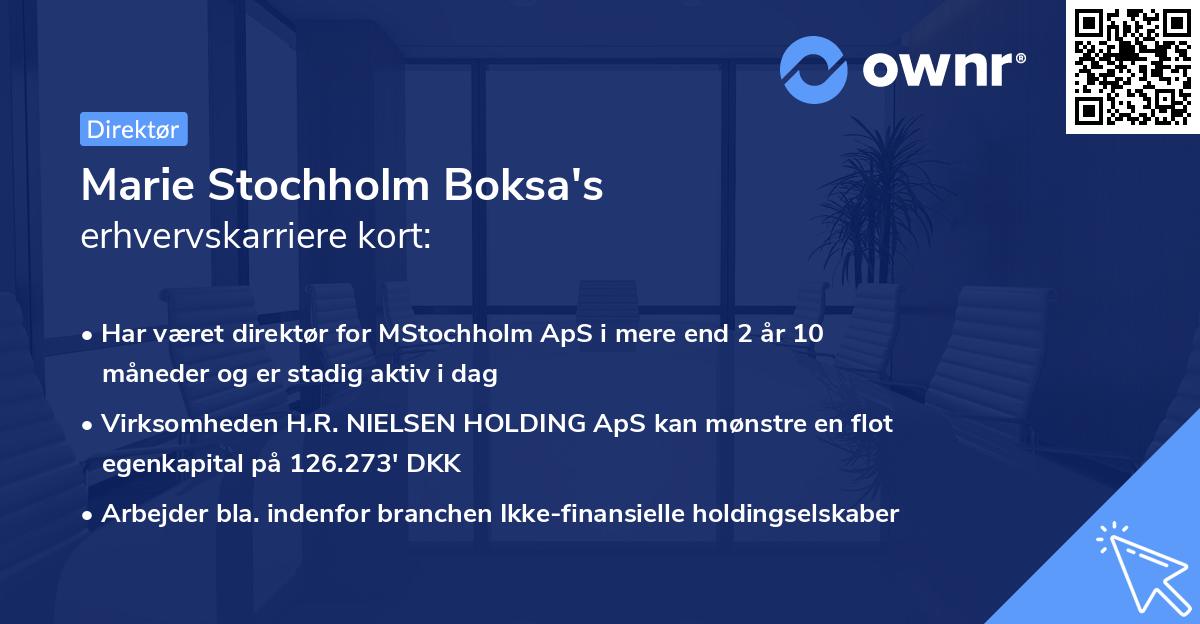 Marie Stochholm Boksa's erhvervskarriere kort