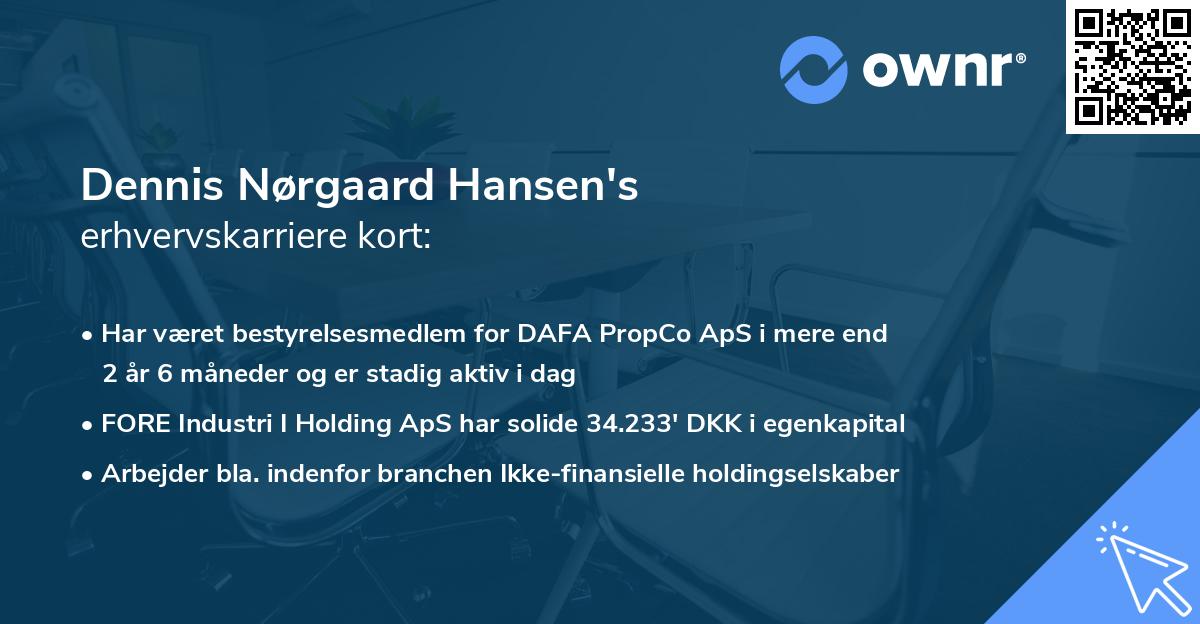 Dennis Nørgaard Hansen's erhvervskarriere kort