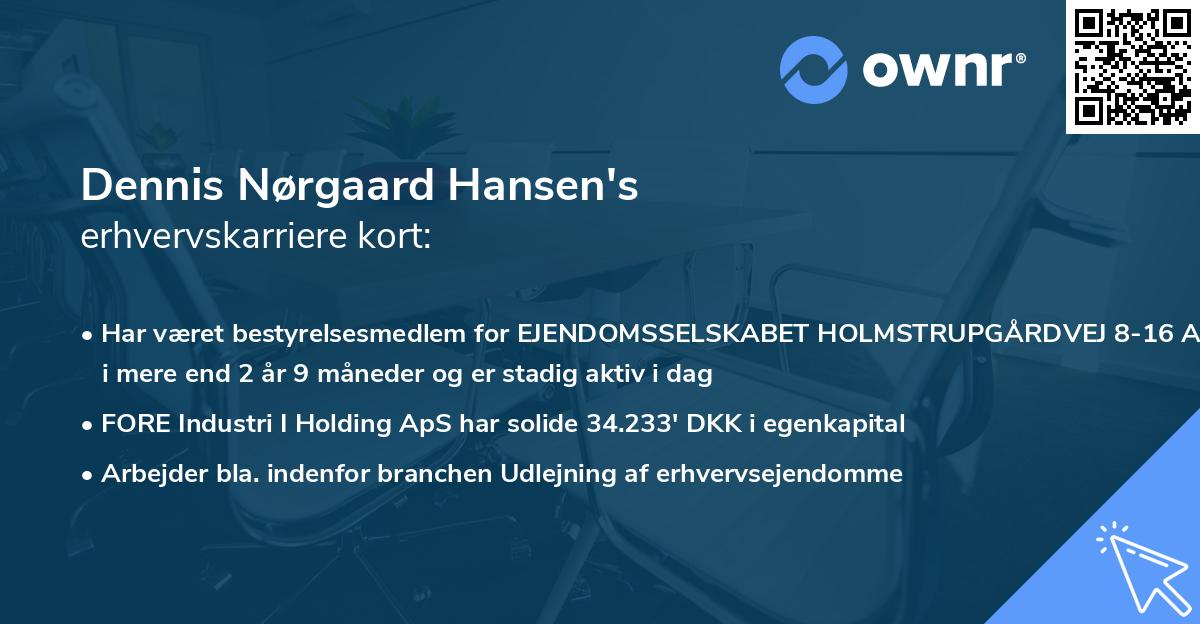 Dennis Nørgaard Hansen's erhvervskarriere kort