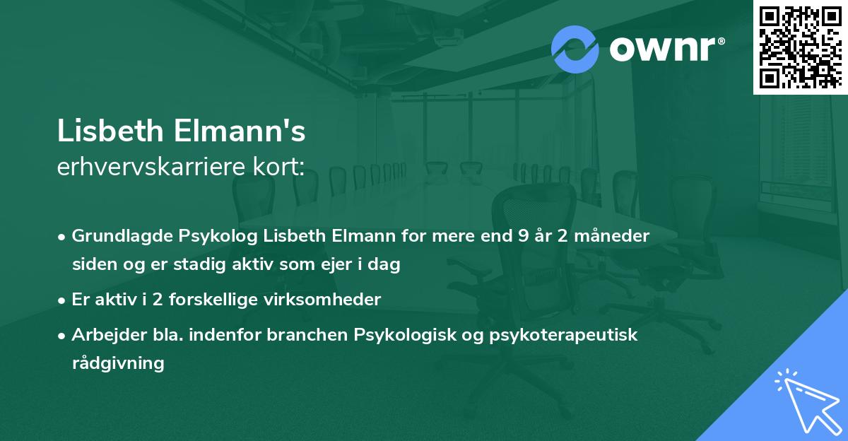 Lisbeth Elmann's erhvervskarriere kort