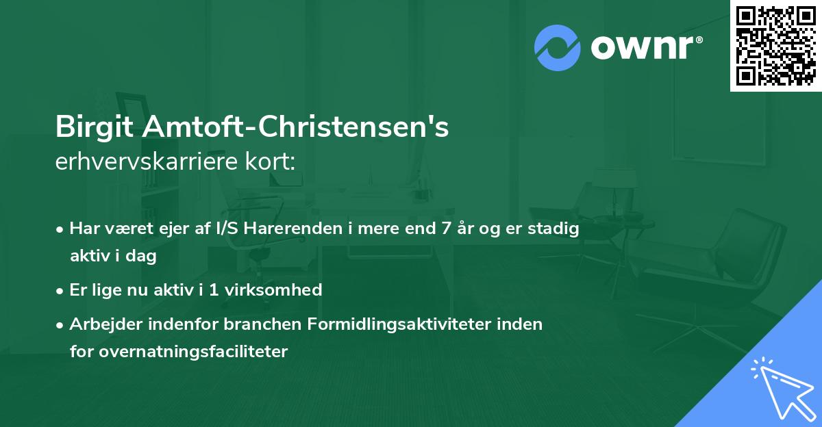 Birgit Amtoft-Christensen's erhvervskarriere kort