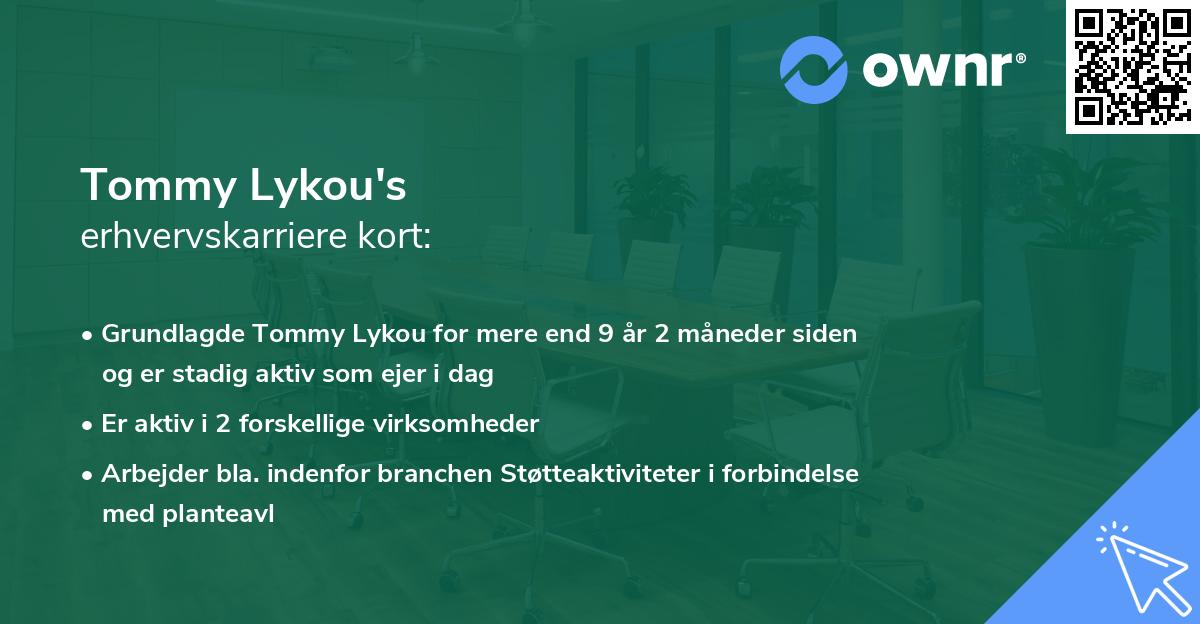 Tommy Lykou's erhvervskarriere kort