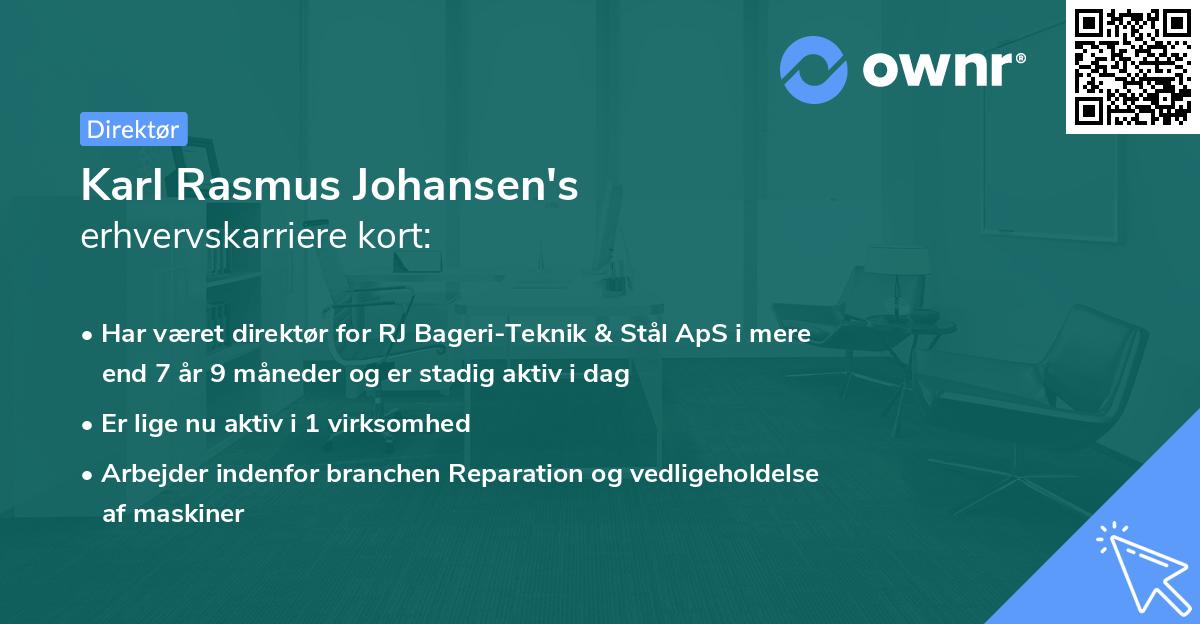 Karl Rasmus Johansen's erhvervskarriere kort