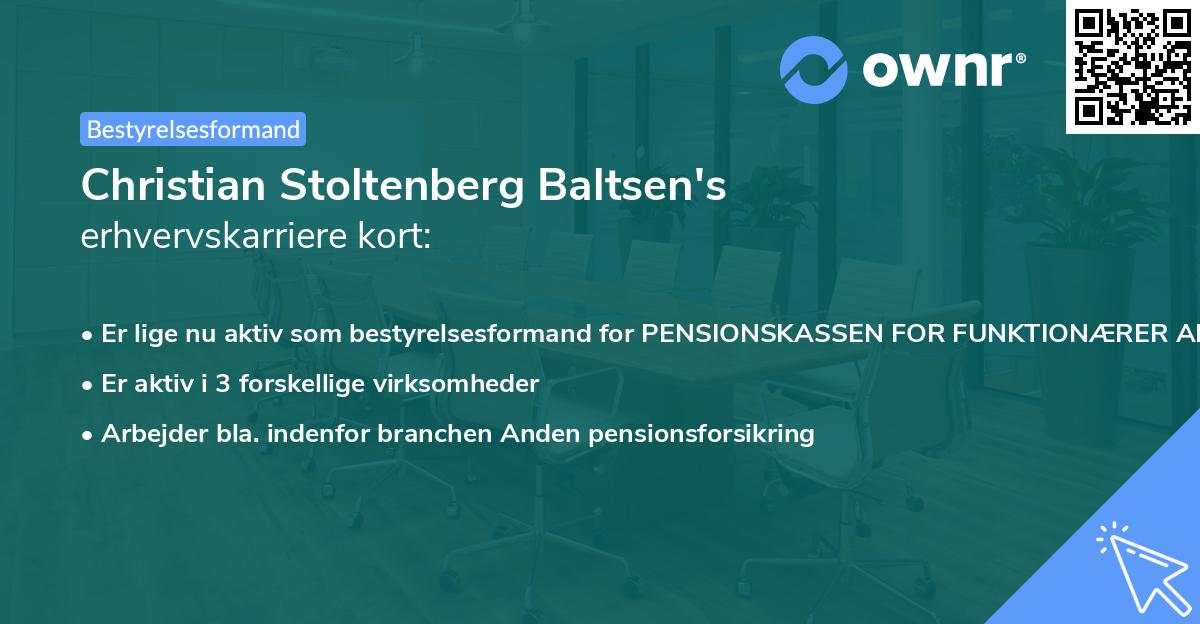 Christian Stoltenberg Baltsen's erhvervskarriere kort
