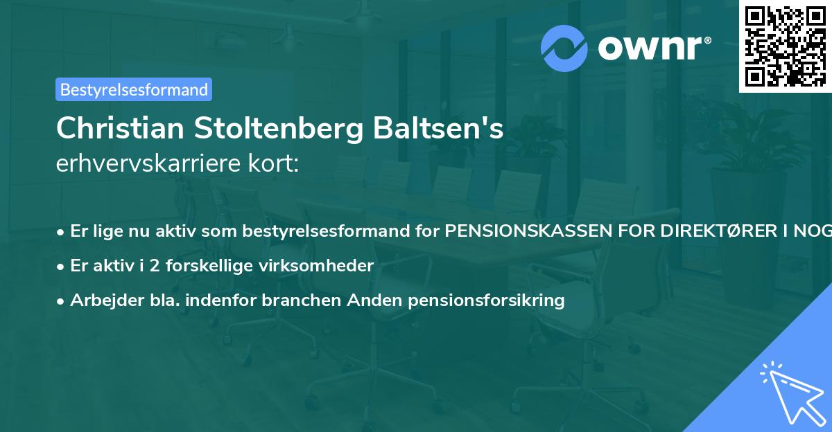 Christian Stoltenberg Baltsen's erhvervskarriere kort