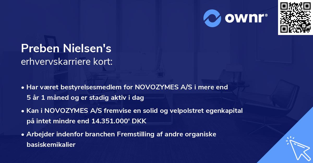 Preben Nielsen's erhvervskarriere kort
