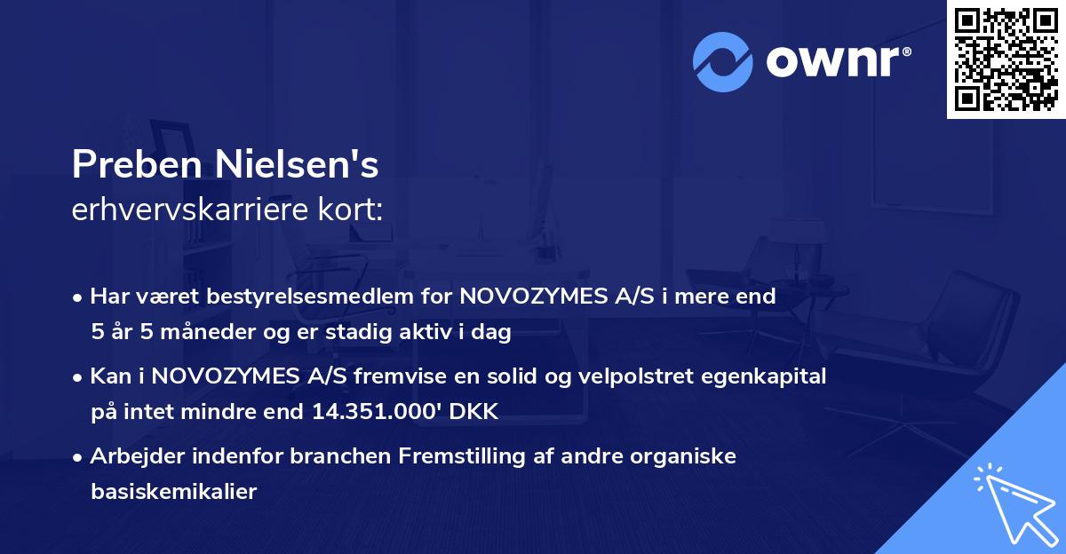 Preben Nielsen's erhvervskarriere kort