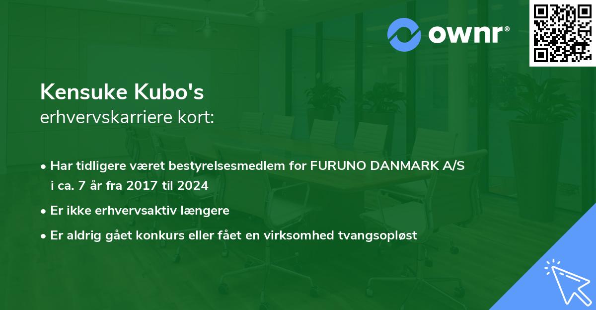 Kensuke Kubo's erhvervskarriere kort