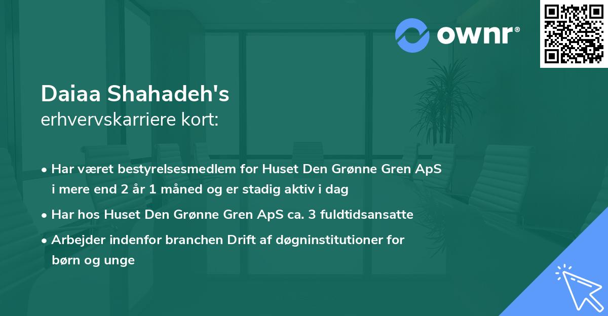 Daiaa Shahadeh's erhvervskarriere kort