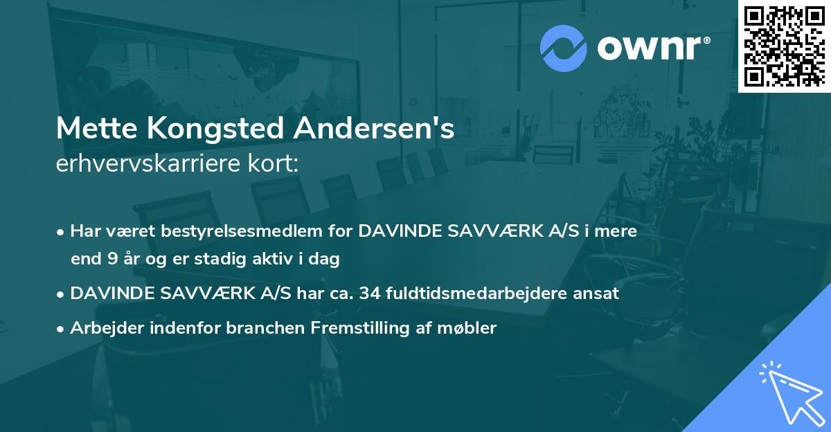 Mette Kongsted Andersen's erhvervskarriere kort