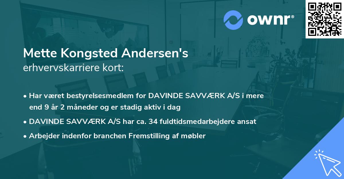 Mette Kongsted Andersen's erhvervskarriere kort