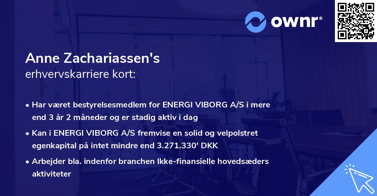Anne Zachariassen's erhvervskarriere kort