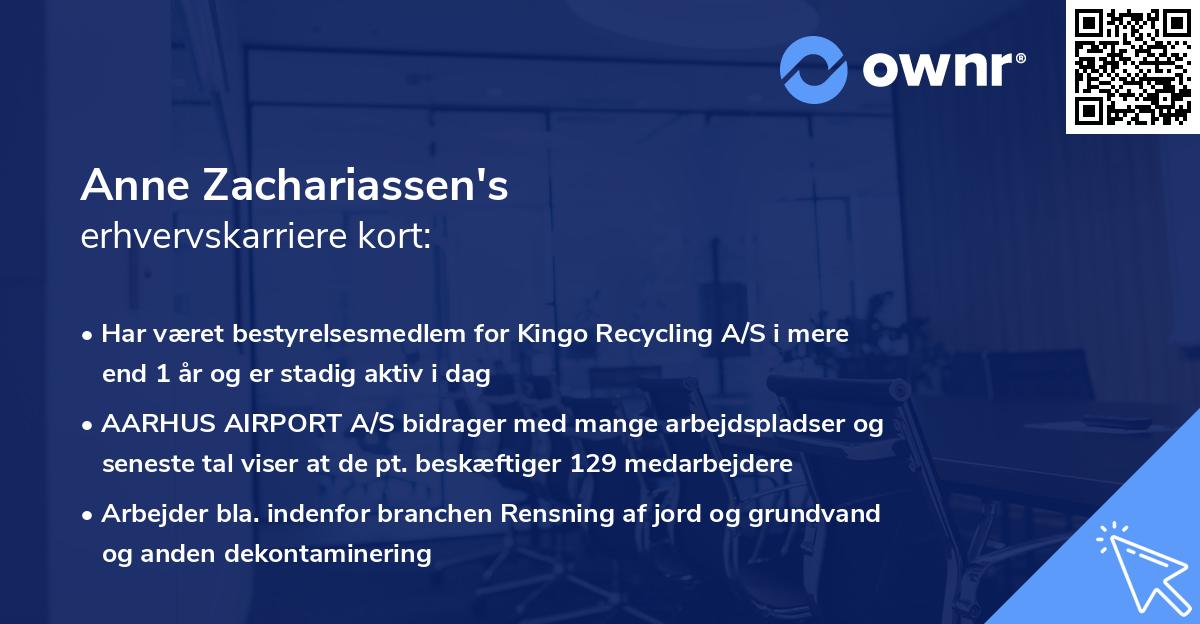 Anne Zachariassen's erhvervskarriere kort