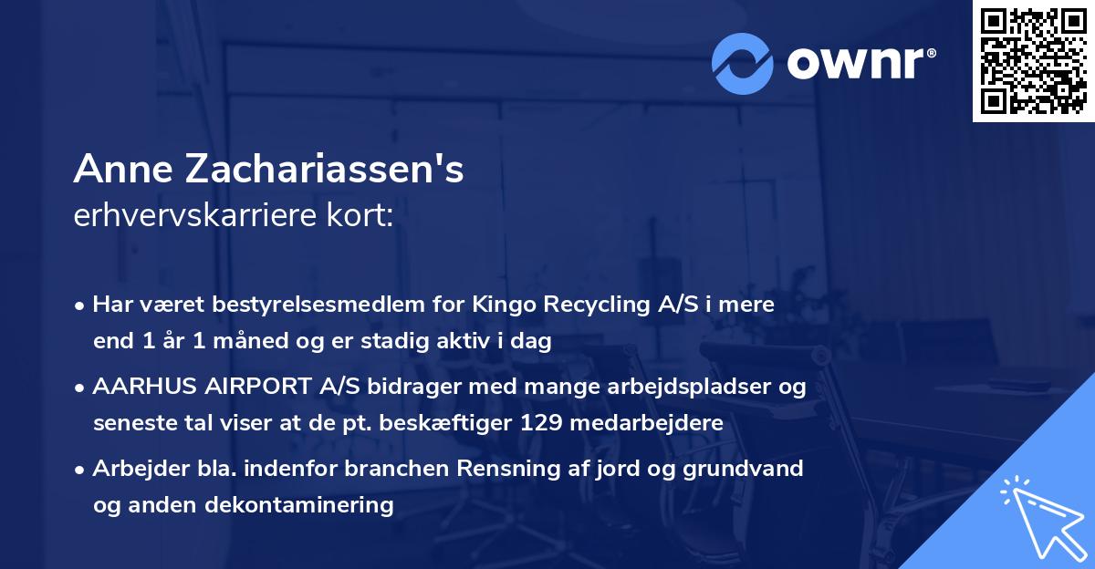 Anne Zachariassen's erhvervskarriere kort